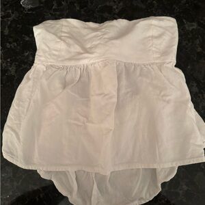 Strapless White Peplum Tube Top w/ tie in back. Size XS